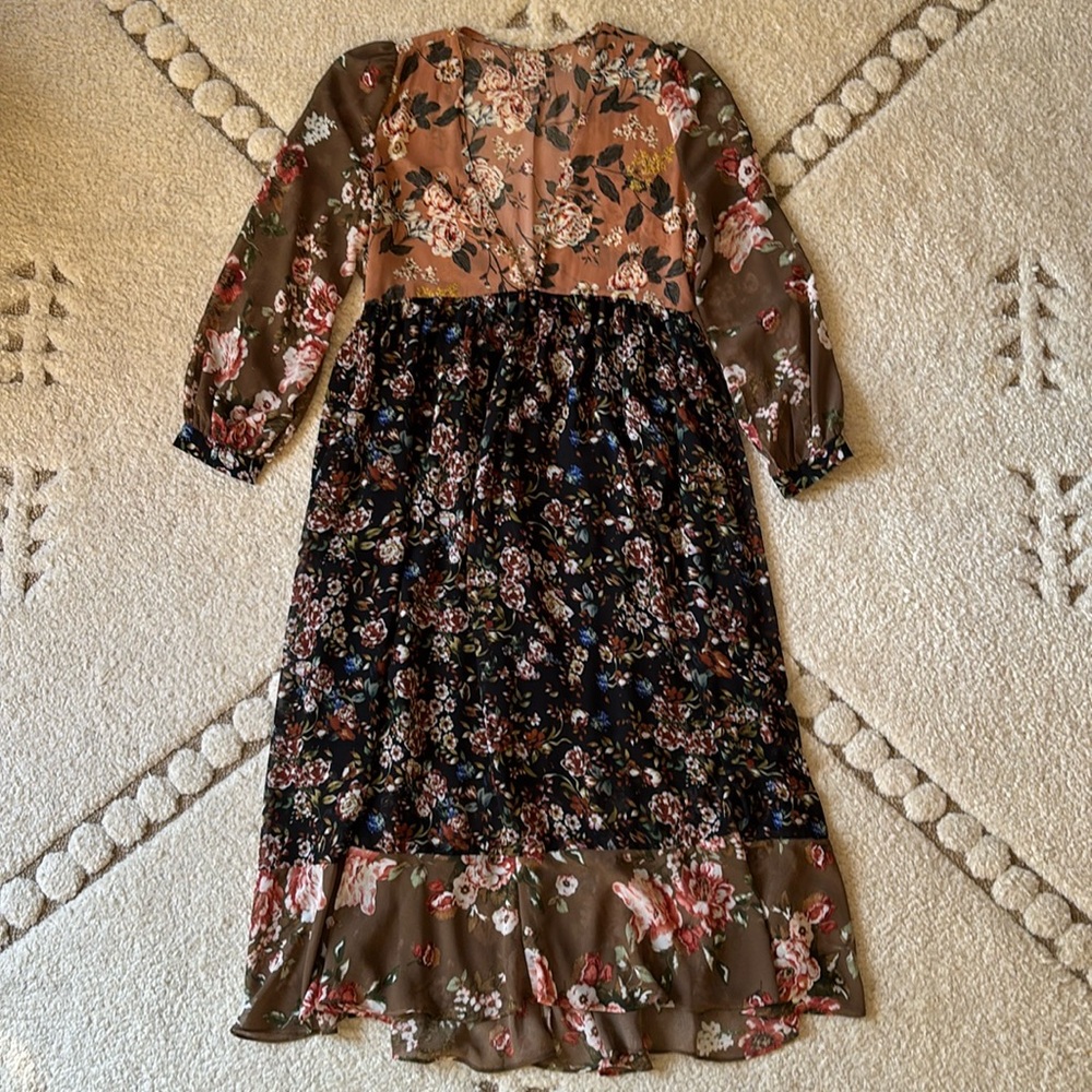 Fall floral midi dress